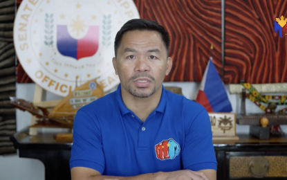 <p>Presidential candidate Senator Manny Pacquiao <em>(Screengrab from Pacquiao's video statement)</em></p>