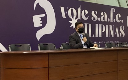 <p><strong>PROCLAMATION</strong>. Comelec acting spokesperson, lawyer John Rex Laudiangco, holds a press briefing at the PICC in Pasay City on Friday (May 13, 2022). Laudiangco said the poll body is preparing for the proclamation of winning senators in the May 2022 elections. <em>(PNA photo by Ferdinand G. Patinio) </em></p>