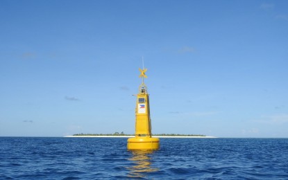 <p>A buoy marking Philippine territory in the West Philippine Sea <em>(Vourtesy of PCG)</em></p>