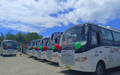 <p><strong>MODERN TRANSPORT.</strong> Some of the modern buses plying routes in Tacloban City are on display in this undated photo. The Land Transportation and Franchising Regulatory Board (LTFRB) said the absence of a local public transport route plan hinders the modernization of public transport in Eastern Visayas.<em> (Photo courtesy of LTFRB Region 8)</em></p>