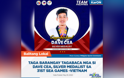 <p><strong>OUTSTANDING BUTUAN ATHLETES.</strong> The city government of Butuan is awarding PHP70,000 to Dave Cea for his silver medal in Taekwondo Men’s Kyorugi-74kg event in the 31st SEA Games in Vietnam. Another Butuanon, Breanna Labadan, will also receive PHP50,000 for securing bronze in gymnastics during the Vietnam SEA Games.<em> (Photo courtesy of Butuan CIO)</em></p>