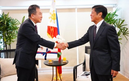 <p><strong>ENHANCED RELATIONS</strong>. Presumptive President Ferdinand "Bongbong" Marcos Jr. meets with South Korea's Ambassador to the Philippines, H.E. Kim Inchul, during a courtesy visit to his headquarters in Mandaluyong City on Monday morning (May 23, 2022). Marcos told the Korean envoy during their meeting that he is looking forward to better and enhanced bilateral relations with South Korea under his administration.<em> (Photo courtesy of BBM Media Bureau)</em></p>