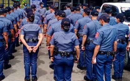 <p><strong>NO HOLIDAY LEAVE.</strong> Personnel of the Mabolo Police Station in Cebu City stands in attention while listening to instructions from their superiors in this undated photo. The PNP on Wednesday (Nov. 16, 2022) said police personnel will not be allowed to go on leave for the Christmas season as part of heightened security measures for the occasion. <em>(Photo courtesy of CCPO Police Station 4)</em></p>