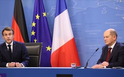 <p>French President Emmanuel Macron and German Chancellor Olaf Scholz</p>