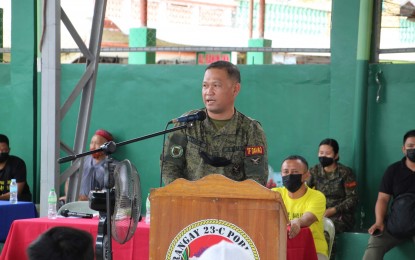 <p><strong>ONE STEP AHEAD.</strong> Task Force Davao commander Col. Darren Comia says Monday (May 30, 2022) the city government wants bus lines to only load passengers at the Davao City Overland Transport Terminal to ensure safety. Local authorities have heightened security measures following the twin blasts that transpired in the neighboring provinces of South Cotabato and Sultan Kudarat on May 26, 2022.<em> (Photo courtesy of TF-Davao)</em></p>