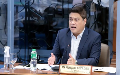 <p><strong>POSTPONED.</strong> Senate Majority Leader Miguel Zubiri suggests deferring the deliberations of the Commission on Appointments Committee on Constitutional Commission and Offices during a panel meeting on Monday (May 30, 2022). He suggested that the next administration be given a hand in appointing officials. <em>(Photo courtesy of Senate PRIB)</em></p>