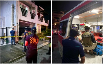 <p><strong>ISOLATED CASE</strong>. Left photo shows forensic investigators as they cordon a house in Barangay Bankal, Lapu-Lapu City where a Chinese businessman was rescued from the hands of his four captors who were all killed in a shootout on Monday night (May 30, 2022). Right photo shows Mayor Junard Chan checking on the kidnap victim inside an ambulance.<em> (Photo courtesy of Mayor Junard Chan)</em></p>