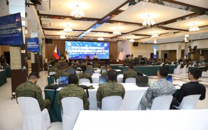 <p><strong>CYBERSECURITY. </strong>Philippine Army (PA) and US Army Pacific cyber workforce attend the opening ceremony of the PA-USARPAC Cybersecurity Subject Matter Expert Exchange (SMEE) at the Philippine Army Officers’ Clubhouse, Fort Bonifacio in Taguig City on May 30, 2022. The cybersecurity SMEE will be done via lectures, demonstration of various cybertools, as well as hands-on practical exercises. <em>(Photo courtesy of PA) </em></p>