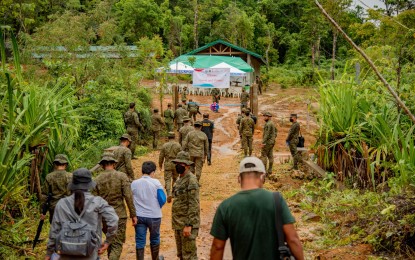 <p><strong>REINTEGRATION.</strong> The entrance to the training center for former New People’s Army rebels in Fatima village in Hinabangan, Samar during the inauguration on May 31, 2022. Samar province is eyeing to reverse its reputation from conflict-stricken to a peaceful and developed area with the completion of a peace house and the training facility meant for surrendered rebels. <em>(Photo courtesy of the Department of the Interior and Local Government)</em></p>