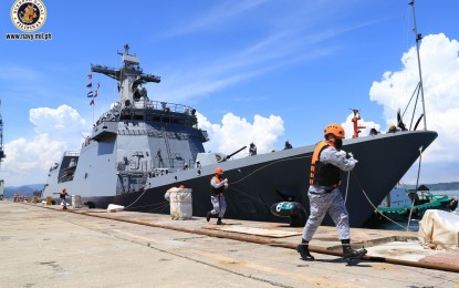 <p><strong>NAVAL EXERCISE</strong>. The Jose Rizal-class frigate, BRP Antonio Luna (FF-151), shown here on her recent symbolic docking at Naval Operating Base Subic, will join this year's Rim of the Pacific Exercise from June 29 to Aug. 4. This is the 3rd time that the Philippine Navy will participate in the US Navy-led multinational exercises. <em>(Photo courtesy of Philippine Navy)</em></p>