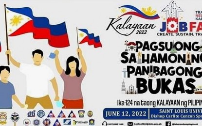 <p><strong>JOB FAIR</strong>. The Baguio City government in partnership with national government agencies and private companies will hold the “Kalayaan Job Fair” on June 12, 2022. Around 1,200 job vacancies will be offered during the event.<em> (Poster courtesy of the Public Employment and Services Office)</em></p>