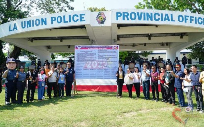 <p><strong>PEACE COVENANT.</strong> Several election candidates from La Union province pose beside the peace commitment they signed on June 6, 2022. The pledge ensures that peace and order in the province will be maintained even after elections. <em>(Photo courtesy of Provincial Government of La Union)</em></p>