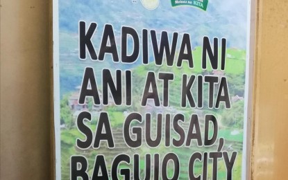 <p><strong>KADIWA</strong>. A signage hangs at one of the Kadiwa centers in Guisad in Baguio City where fresh and processed products of farmers are accepted and sold to the public. First popularized during the administration of former President Ferdinand Marcos Sr., the Kadiwa was revived by Department of Agriculture Secretary William Dar to serve as an avenue for marketing and provide linkages between buyers and the farmers.<em> (PNA photo by Liza T. Agoot)</em></p>