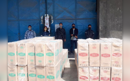 <p><strong>ANTI-SMUGGLING OPS.</strong> Operatives of the Zamboanga City police and Police and Bureau of Customs (BOC) seize Tuesday (June 7, 2022) some P2.9 million worth of smuggled cigarettes in separate anti-smuggling operations in Zamboanga City and Zamboanga Sibugay province. The confiscated items were deposited at the BOC rented warehouse in Zamboanga City for safekeeping.<em> (Photo courtesy of Police Regional Office-9)</em></p>