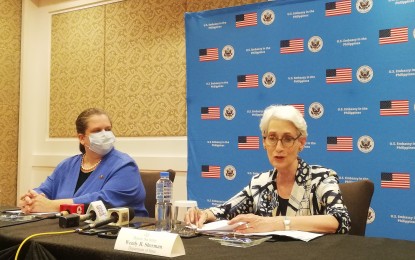 <p>Chargé d'Affaires Heather Variava (left) and Deputy Secretary of State Wendy Sherman</p>