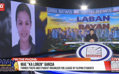 <p>Mae “Ka Loren” Garcia, former NPA member and student organizer for the League of Filipino Students. <em>(Screengrab from SMNI's Laban Kasama ang Bayan)</em></p>