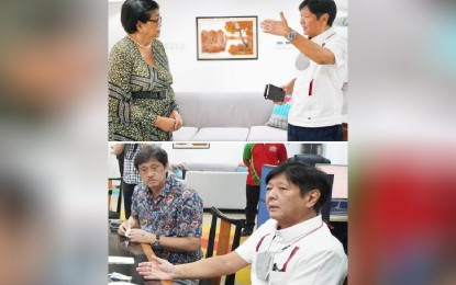 <p><strong>NEW BBM CABINET MEMBERS:</strong> Retired UP Professor Clarita Carlos, along with ABONO Partylist Rep. Conrado Estrella III, meets with incoming President Ferdinand ‘Bongbong’ Marcos Jr. as both accepted the offer to become new members of the Cabinet. In a nearly two-hour meeting held at the BBM headquarters in Mandaluyong City on Wednesday (June 8, 2022), Carlos and Estrella were appointed as National Security Adviser and Department of Agrarian Reform Secretary, respectively. <em>(Photo courtesy of BBM Media Bureau)</em></p>