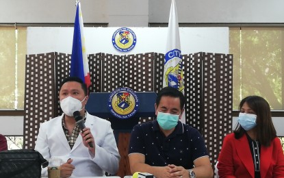<p><strong>PRESS CONFERENCE.</strong> (From left) Dagupan City Health Officer, Dr. Dalvie Casilang; Department of Health Center for Health Development-Ilocos Region development management officer, Dr. Amadeo Zarate; and provincial team leader, Dr. Veronica de Guzman, address misinformation on vaccination during a press conference in Dagupan City on Friday (June 10, 2022). They belied reports on social media that the city is using expired Covid-19 vaccines. <em>(PNA photo by Hilda Austria)</em></p>