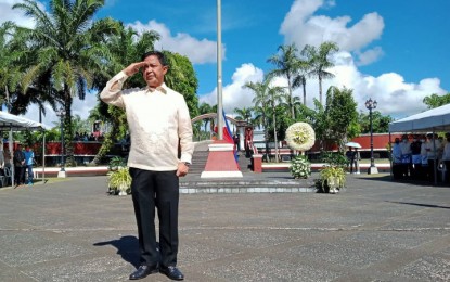 <p><strong>SERVING HONESTLY.</strong> Albay Governor-elect Noel Rosal during the 124th year of Independence Day and 63rd Legazpi City Charter Day on Sunday (June 12, 2022) at Peñaranda Park in the Old Albay District. The events started with the Holy Mass at the Albay Cathedral, followed by a parade of troops, a flag-raising ceremony, and then the release of freedom doves and balloons. <em>(Photo by Emmanuel Solis)</em></p>
