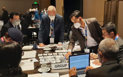 <p><strong>RESPONSE TO BIOLOGICAL INCIDENTS.</strong> Participants of the Asean Regional Forum Tabletop Exercise discuss their roles and responses during a biological incident on Monday (June 13, 2022). The event is hosted by the Department of Foreign Affairs in Pasay City. <em>(PNA photo by Joyce Rocamora)</em></p>