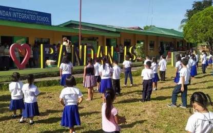 <p><strong>LIMITED F2F CLASSES</strong>. The Pandan Integrated School in Barangay Pandan, Lambunao, Iloilo opens its limited face-to-face classes on Monday. All over Iloilo province, 812 schools have limited face-to-face classes as of June 13, 2022. <em>(PNA photo courtesy of Pandan Integrated School FB page)</em></p>