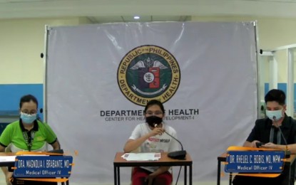 <p><strong>UPDATES</strong>. Dr. Magnolia Babrante, Lariella Joy Daquiaog, environmental and occupational health engineer at DOH-CHD-1, and Dr. Rheuel Bobis (from left to right) during the virtual forum of the Department of Health Center for Health Development Ilocos Region on June 14, 2022. The forum discussed updates on dengue cases as well as coronavirus disease 2019 (Covid-19). <em>(Photo screenshot from DOH-CHD-1's live stream)</em></p>
