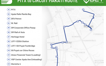 <p>The PITX to Circuit Makati route of the LRT-1 Riders Club COMET shuttle service <em>(Route map courtesy of LRMC)</em></p>