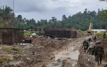 <p><strong>MUDDY ROAD</strong>. The muddy road in a remote village in Palapag, Northern Samar in this Oct. 29, 2021 photo. Land distribution and poor road networks were the two top issues raised by conflict-stricken communities in seven Northern Samar towns, the Philippine Army said Thursday (June 16, 2022). <em>(Photo courtesy of Philippine Army 20th Infantry Battalion)</em></p>