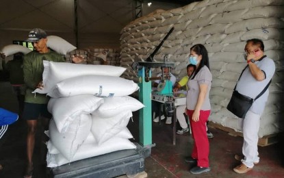 <p><strong>RICE SUFFICIENT</strong>. National Food Authority (NFA) employees conduct a semi-annual inventory of stocks at the Bantay warehouse in this undated photo in Ilocos Norte. NFA Provincial Manager Jonathan Corpuz said Friday (June 17, 2022) there is sufficient buffer stock of rice this rainy season that will last until the next harvest season in October. <em>(Photo courtesy of NFA Ilocos Norte Branch)</em></p>