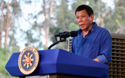 <p>President Rodrigo Duterte at the groundbreaking ceremony of the Philippine Sports Training Center in Bagac, Bataan on Friday (June 17, 2022). <em>(Photo courtesy of PSC)</em></p>