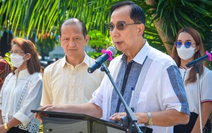 <p><strong>FACE ACCUSERS.</strong> Agriculture Secretary William Dar delivers his speech during the celebration of the 124th founding anniversary of the Department of Agriculture on June 20. Dar on Monday (June 27, 2022) said agricultural officials identified in a Senate report as alleged smugglers or protectors must be given a chance to face their accusers and defend themselves. <em>(Photo Courtesy: Department of Agriculture)</em></p>