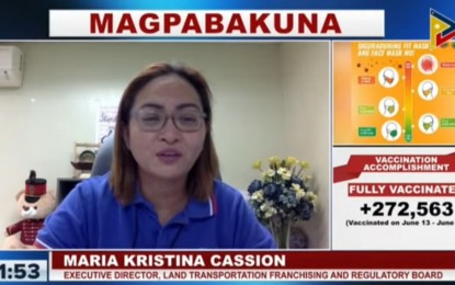 <p>LTFRB Executive Director Maria Kristina Cassion <em>(Screengrab from Laging Handa briefing)</em></p>