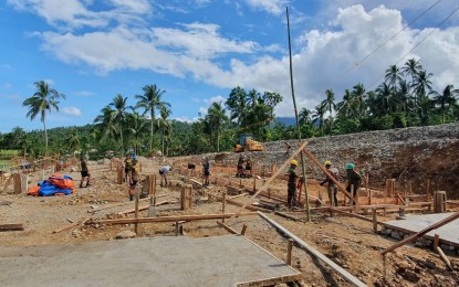 <p><strong>SHELTER.</strong> Army engineers start building temporary shelters for landslide survivors in Baybay City, Leyte province. Families displaced by the April 10, 2022 landslides are expected to stay in the shelter while waiting for the completion of permanent houses. <em>(Photo courtesy of 546th Engineering Construction Battalion)</em></p>