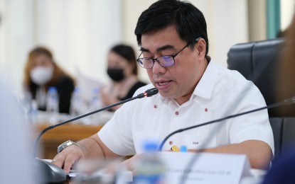 <p><strong>PEACE BUILDING.</strong> Acting Cabinet Secretary Melvin A. Matibag delivers his speech during the 8th Inter-Cabinet Cluster Mechanism for Normalization (ICCMN) meeting at the Mabini Hall, Malacañang on June 22, 2022. The ICCMN members highlighted the peace building legacy under the administration of outgoing President Rodrigo Roa Duterte.<em> (Contributed photo)</em></p>