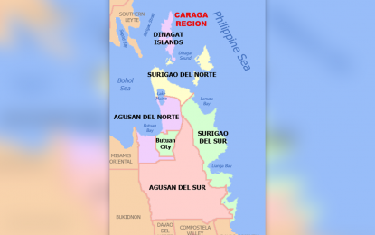 <p>Google map of the Caraga Region.</p>