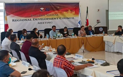 <p><strong>BUDGET MONITORING</strong>. Members of the Eastern Visayas Regional Development Council during their first face-to-face meeting since mid-2020 on Thursday (June 23, 2022) at the Leyte provincial capitol. Included in the agenda was budget performance monitoring in the region. <em>(PNA photo by Roel Amazona)</em></p>