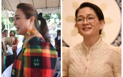 <p><strong>INAUGURATED.</strong> Senator-elect Loren Legarda (left) approaches the stage at San Jose, Antique's Freedom Park while reelected Senator Risa Hontiveros delivers her speech after taking her oath before Vice President Leni Robredo in Quezon City during their inauguration ceremonies on Monday (June 27, 2022). Both vowed to pass bills that will support livelihood and job creation. <em>(Photos courtesy of PIA-Antique, Office of Sen. Hontiveros)</em></p>