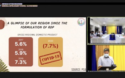 <p><strong>STATE OF THE REGION</strong>. Regional Development Council chair Juan Carlo Medina delivers his state of the region address on Wednesday (June 29, 2022) via Zoom. In his report, he said that the region's economy is recovering and becoming vibrant again. <em>(Screen grab from Zoom)</em></p>