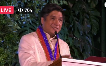 <p><strong>INAUGURATION.</strong> Newly-elected Pangasinan Governor Ramon Guico III during his inaugural speech on Wednesday (June 29, 2022). Guico aims to establish more economic zones in the province to boost the economy and provide more employment to Pangasinenses. <em>(Screenshot from Province of Pangasinan's Facebook Page)</em></p>