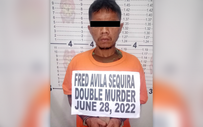 <p><strong>MURDER SUSPECT.</strong> The Police Regional Office-13 reports the arrest Tuesday (June 28, 2022) of Fred Avila Sequira, the prime suspect in the slaying of his brother and niece in Barangay Matin-ao, Mainit, Surigao del Norte. The suspect is believed to be mentally ill. <em>(Photo courtesy of PRO-13 Information Office)</em></p>