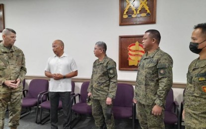 <p><strong>PLANNING.</strong> Philippine Army officials and their US Army Pacific counterparts meet in Hawaii to discuss the 2023 edition of "Salaknib" training exercises. The officials are eyeing to scale up the exercises next year. <em>(Photo courtesy of the Philippine Army)</em></p>