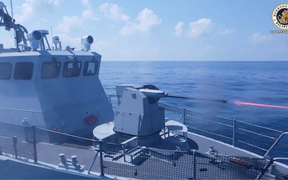 <p><strong>TEST-FIRING.</strong> The Typhoon 30mm cannon in live-firing test demonstration in Israel. The vessels are expected to arrive by the third quarter of this year. <em>(Photo courtesy of Philippine Navy)</em></p>