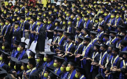 <p><strong>THE GRADUATES,</strong> The graduates with their beloved parents during the NCST Education System Face to Face Basic Education Commencement Exercises and Moving Up Ceremony Theme: K To 12 Graduates: Pursuing Dreams and Fostering Resilience in the Face of Adversity" at the City of Dasmarinas Arena on Tuesday (July 5, 2022). Davao City Rep. Paolo Duterte is pushing for the need to act on education reforms to help address the jobs-skills mismatch, support enterprise-based education and ensure that Filipino graduates are “employment-ready”. <em>(PNA photo by Avito Dalan)</em></p>