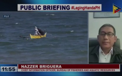 <p><strong>RED TIDE</strong>. Fisheries Chief Information Office Nazzer Briguera identifies the five areas affected by the red tide in the country at the Laging Handa public briefing on Tuesday (July 5, 2022). He said residents should refrain from eating shellfish from the affected areas. <em>(Screengrab)</em></p>