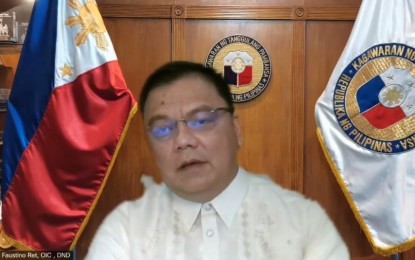 <p>DND officer-in-charge Undersecretary Jose Faustino Jr. <em>(Screengrab from DND Facebook live video)</em></p>