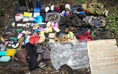 <p><strong>SEIZED</strong>. Items recovered by army and police troops following an encounter with the Communist Party of the Philippines-New People’s Army rebels in Barangay Santol, Binalbagan town in Negros Occidental on Wednesday morning (July 6, 2022). Four communist rebels died during the clash, a report from the Philippine Army said. <em>(Photo courtesy of 94th Infantry Battalion, Philippine Army)</em></p>