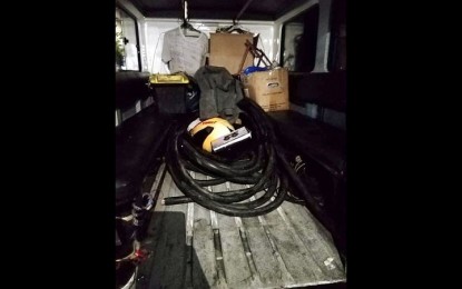 <p><strong>STOLEN</strong>. Photo shows the recovered telephone cable wires and other items stolen by six suspects in Marilao, Bulacan on Thursday (July 8, 2022). The items worth some PHP2.7 million were reportedly stolen from telecommunication service provider Racitelcom, Inc. <em>(Photo by Bulacan Police Provincial Office) </em></p>