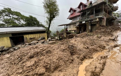 <p><strong>IMPASSABLE.</strong> One of the areas affected by mudslides and flash floods in Banaue, Ifugao as of Friday (July 8, 2022). Electricity and water supply in some villages have yet to be restored. <em>(Photo courtesy of Hon. Orlando Addug Facebook)</em></p>