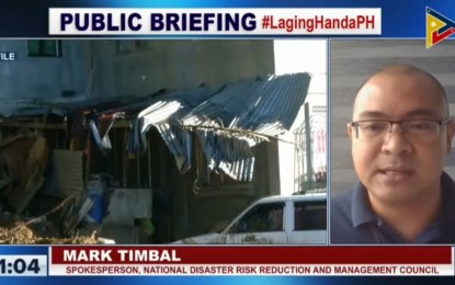 <p>NDRRMC spokesperson Mark Cashean Timbal <em>(Screengrab from Laging Handa briefing)</em></p>