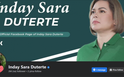 <p><strong>OFFICIAL ACCOUNT</strong>. The Office of Vice President (OVP) Sara Duterte says only the "Inday Sara Duterte" page on Facebook is official, as it warns the public against fake accounts online, on Tuesday (July 12, 2022). OVP spokesperson Reynold Munsayac said they are still in the process of updating the official website of the OVP. <em>(Screengrab)</em></p>